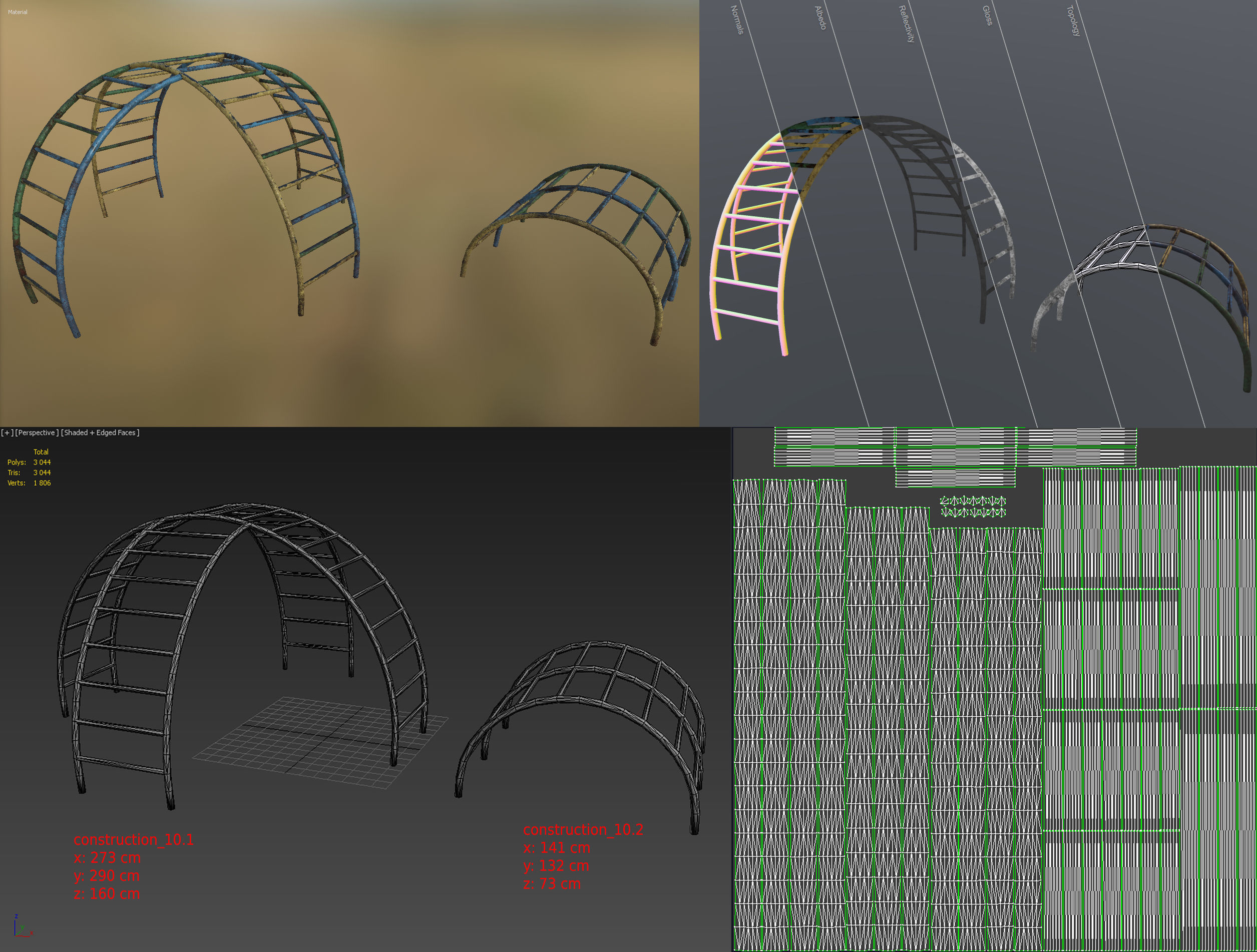 Old Soviet Playground set Low-poly 3D model_53