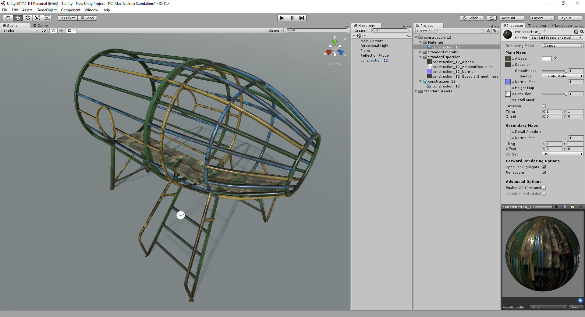 Old Soviet Playground set Low-poly 3D model_69