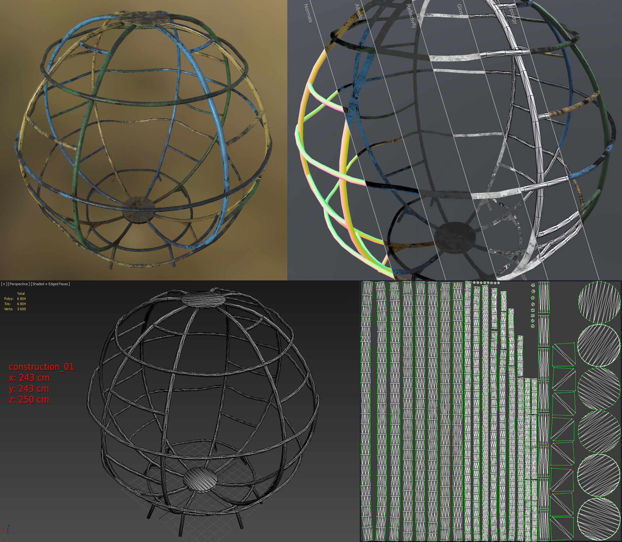 Old Soviet Playground set Low-poly 3D model_1