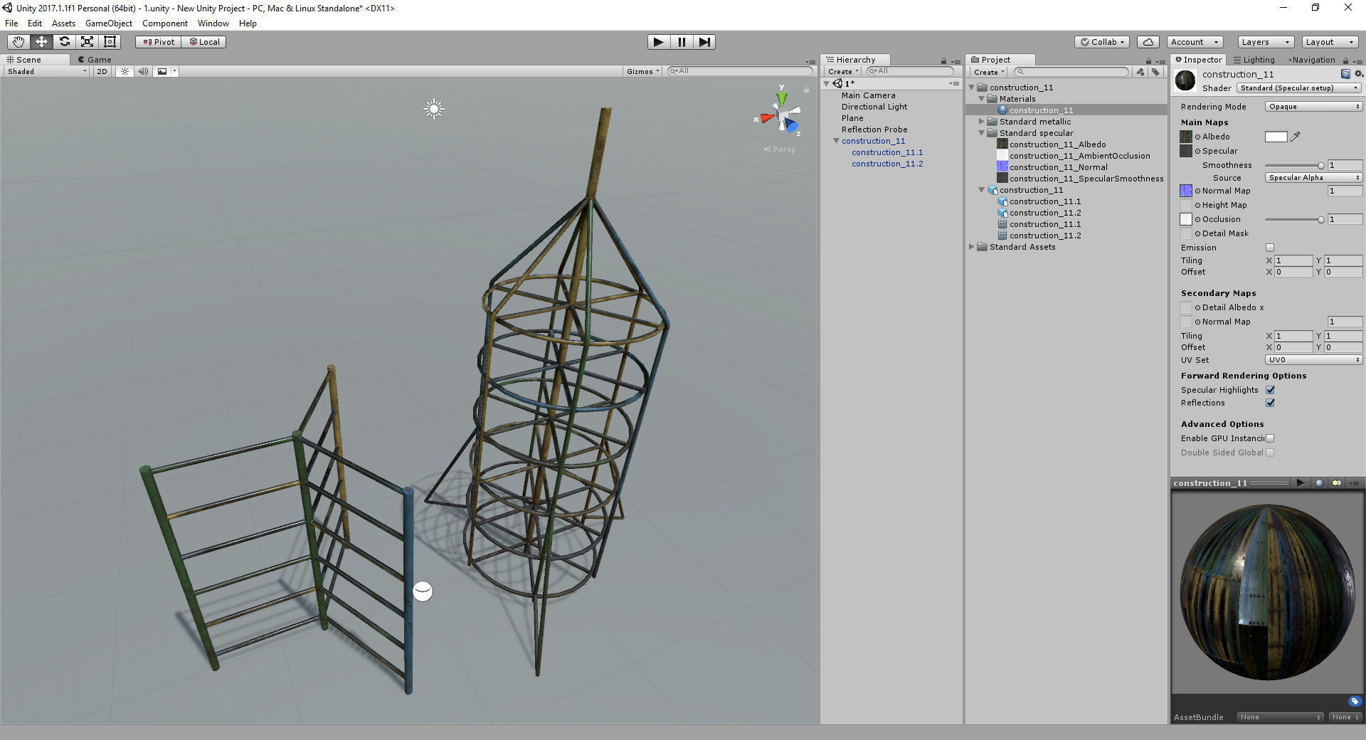 Old Soviet Playground set Low-poly 3D model_63