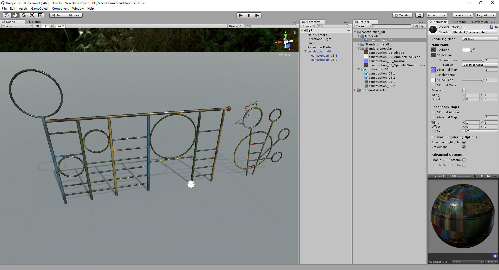 Old Soviet Playground set Low-poly 3D model_46