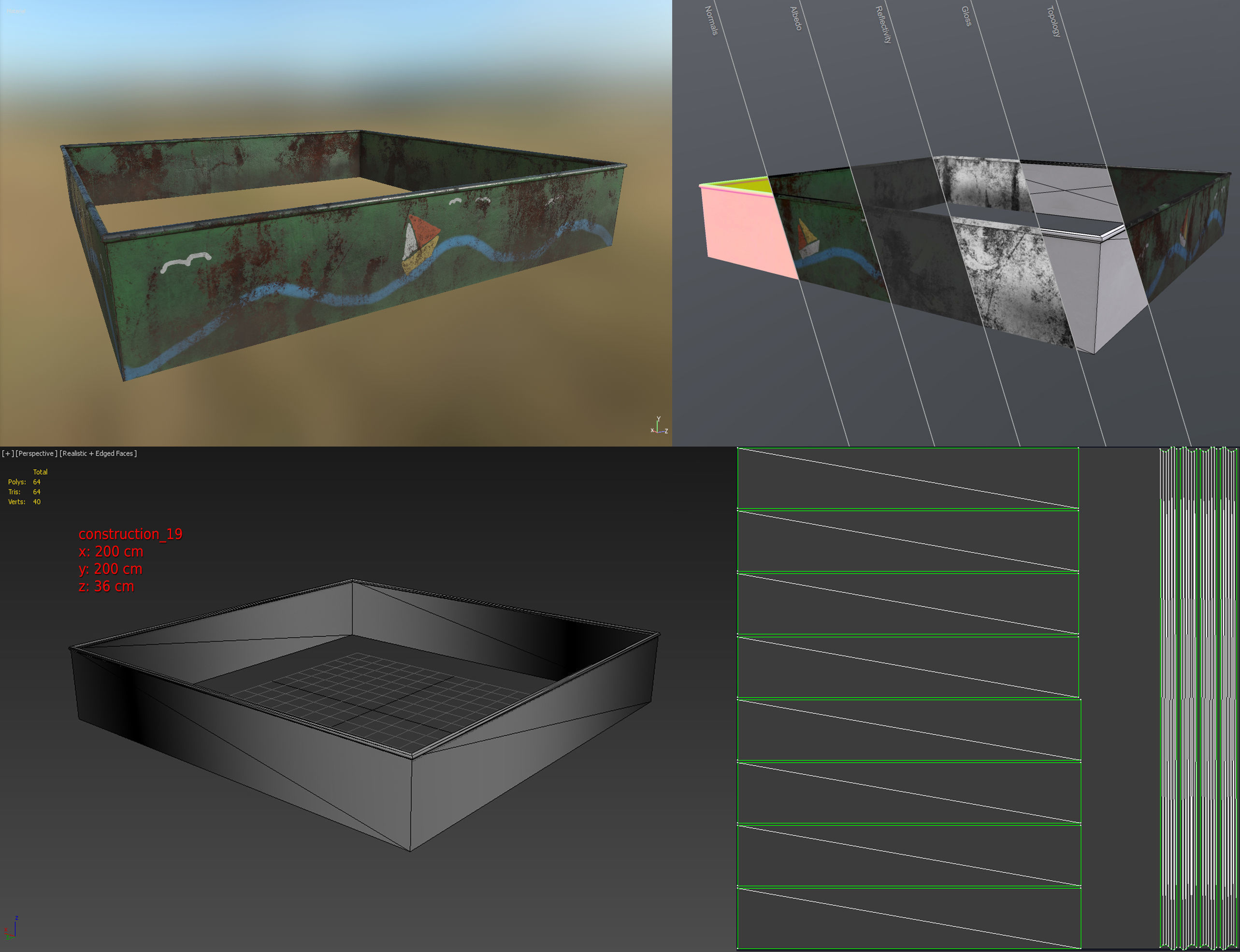 Old Soviet Playground set Low-poly 3D model_104