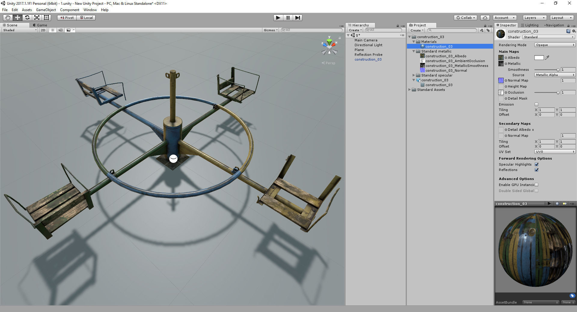 Old Soviet Playground set Low-poly 3D model_17