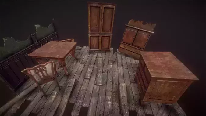 Antique Furniture Pack 36Prefabs I PBR Low-poly 3D model
