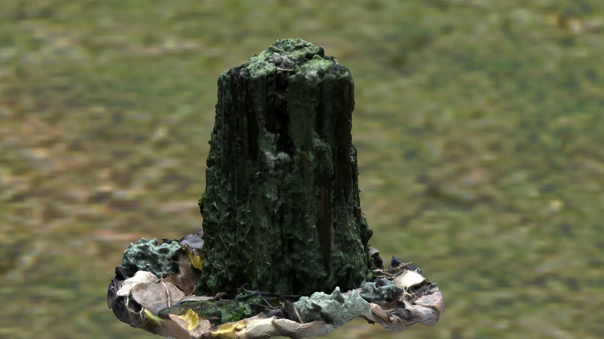 Stump with moss 3D model_3