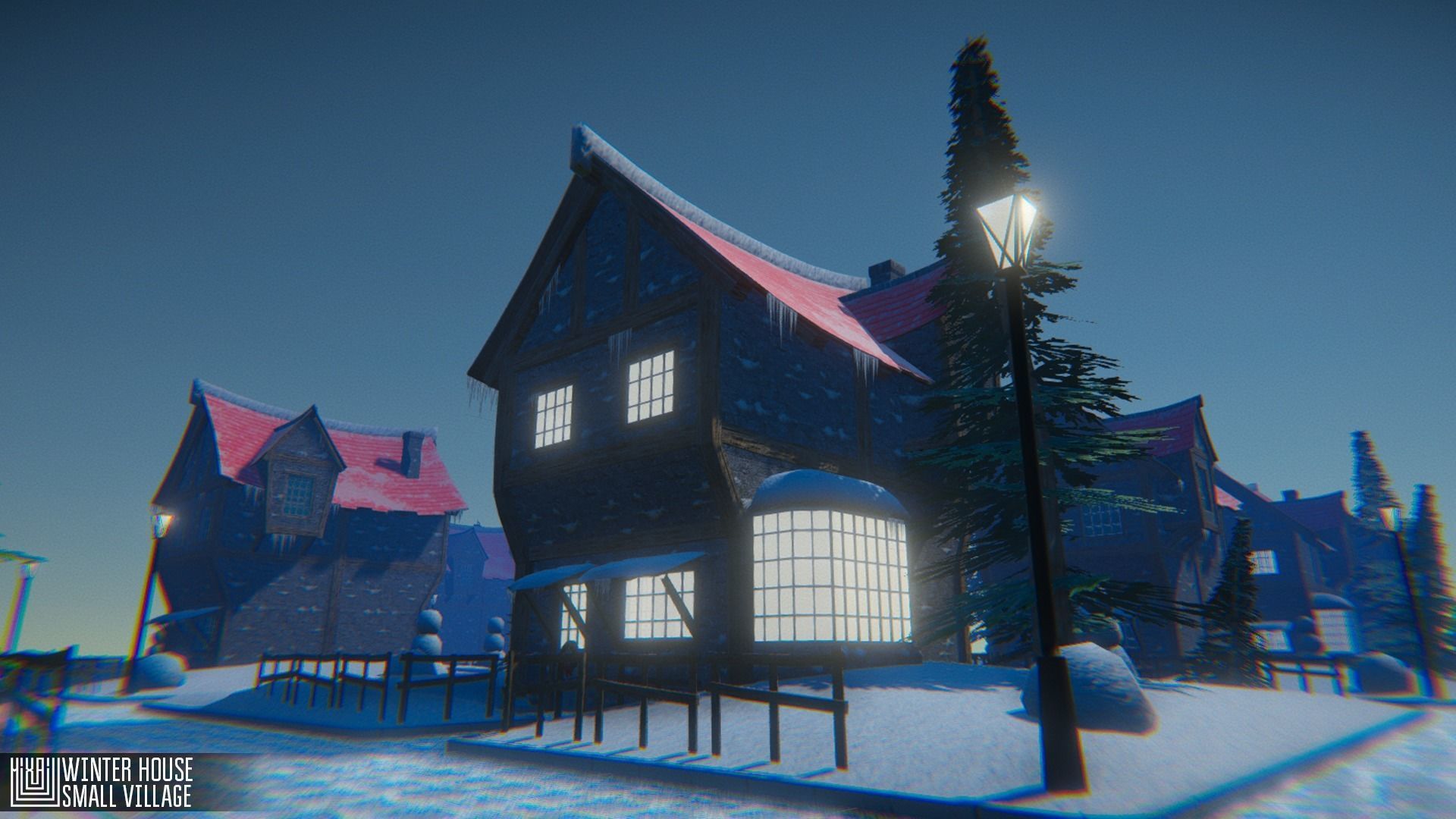 Winter House Low-poly 3D model_2