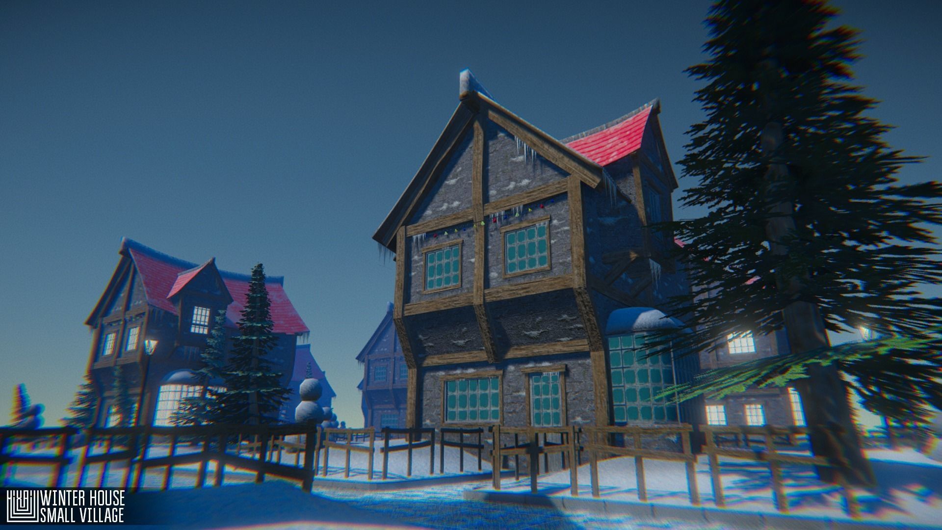 Winter House Low-poly 3D model_4