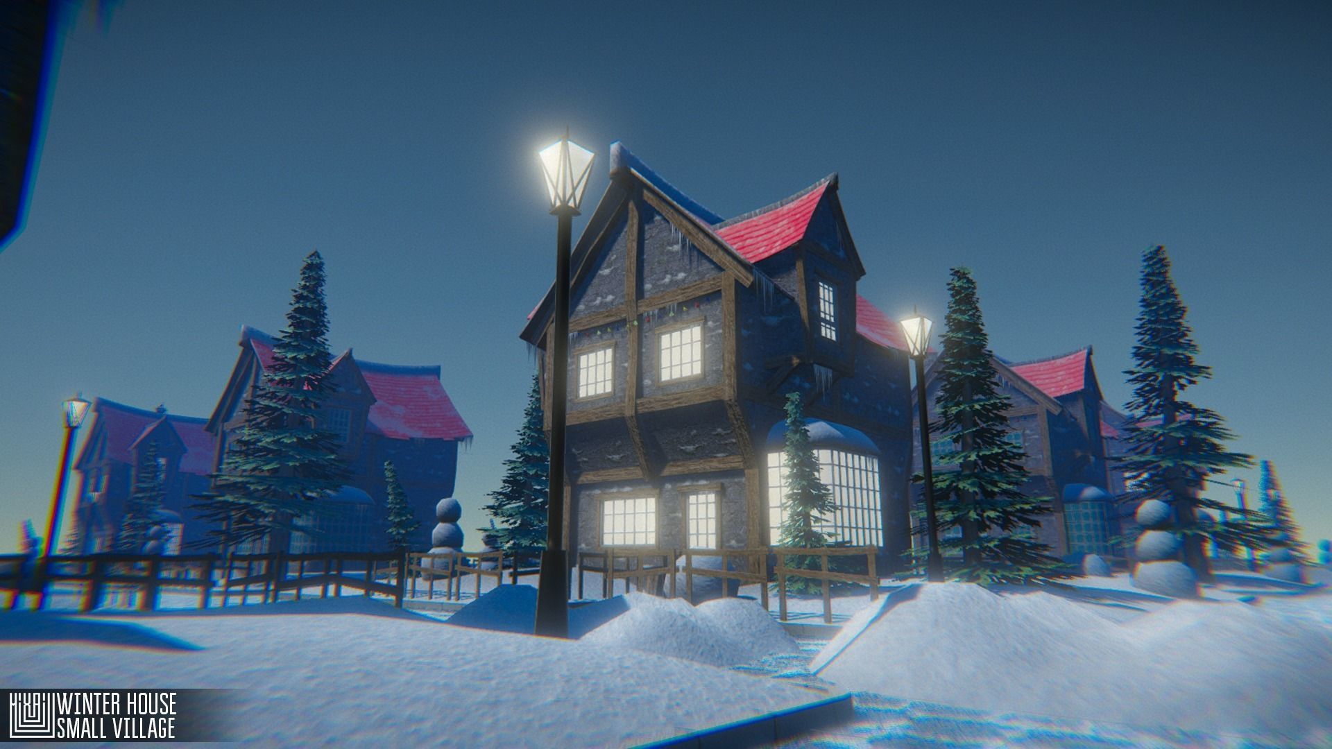 Winter House Low-poly 3D model_5