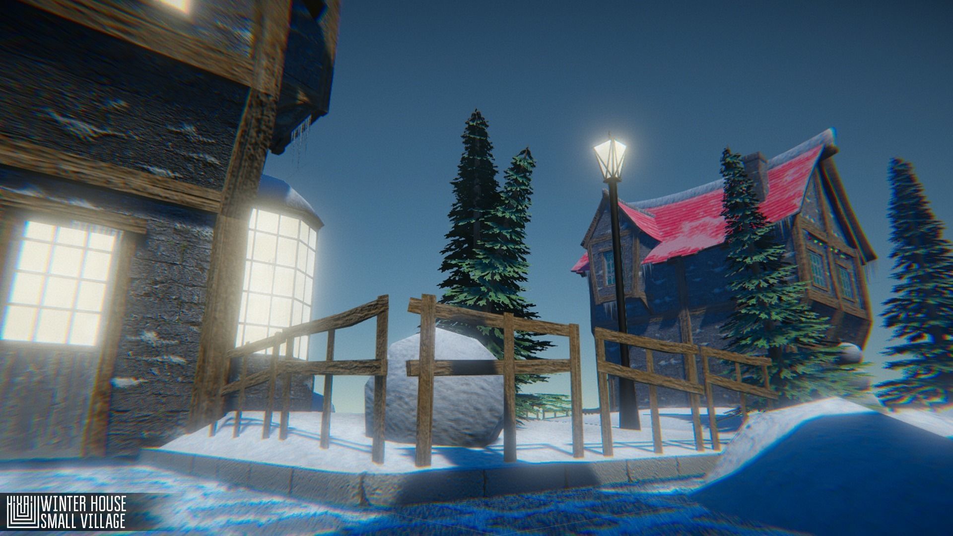 Winter House Low-poly 3D model_3