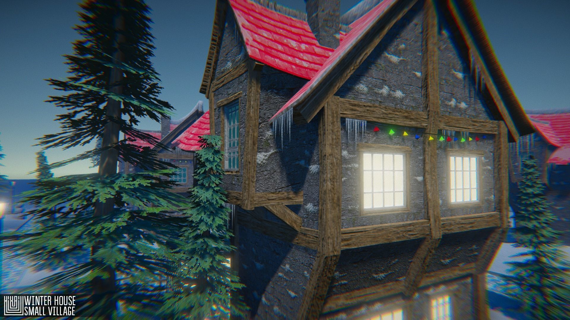 Winter House Low-poly 3D model_6