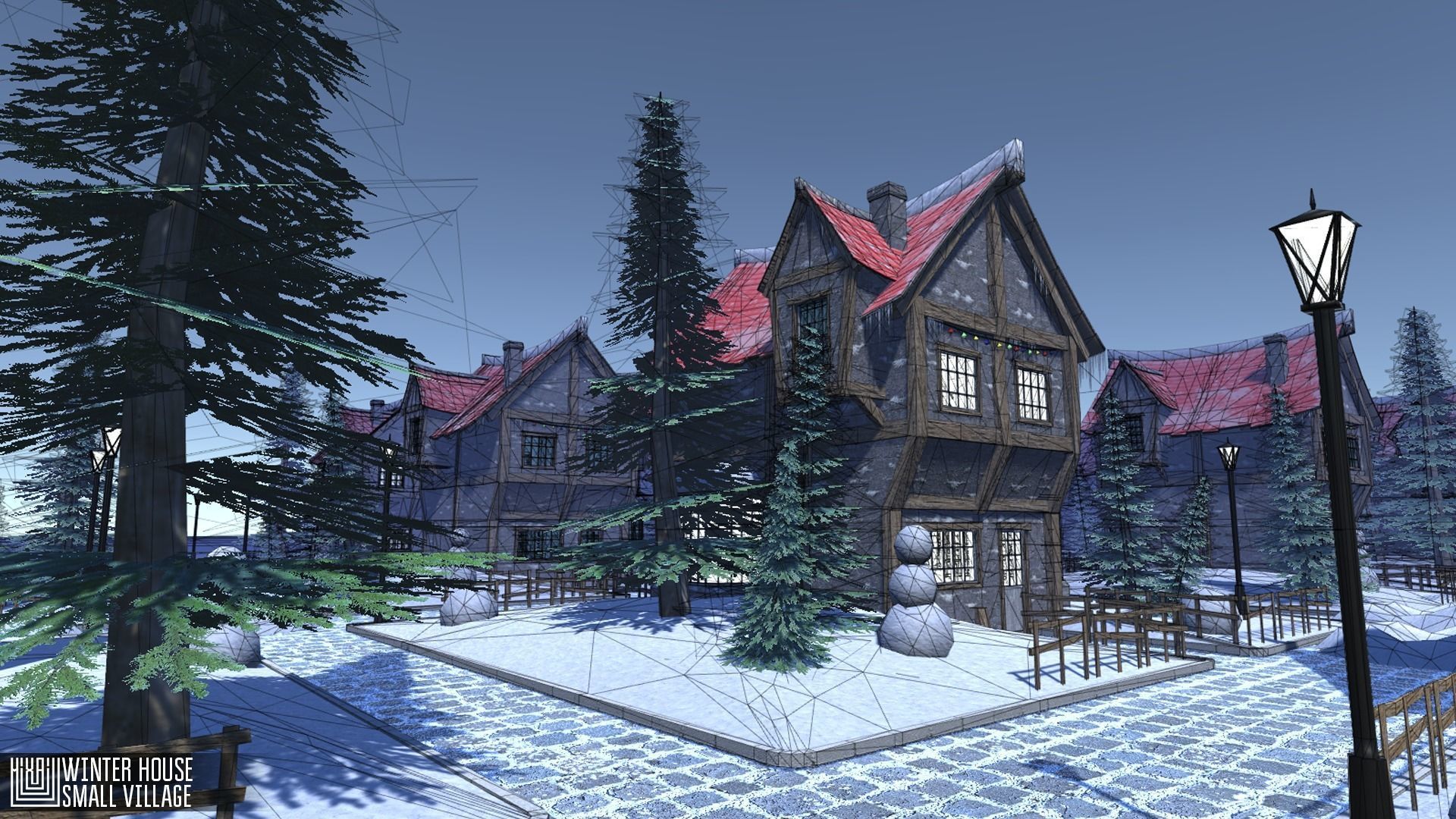 Winter House Low-poly 3D model_9