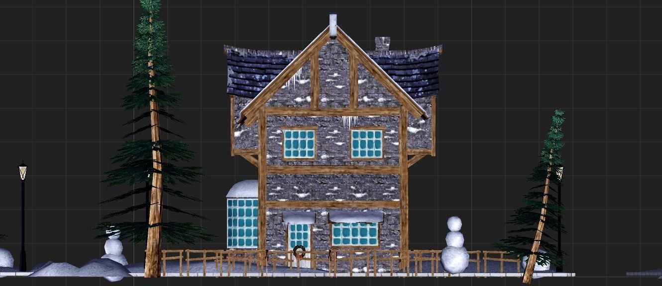 Winter House Low-poly 3D model_14