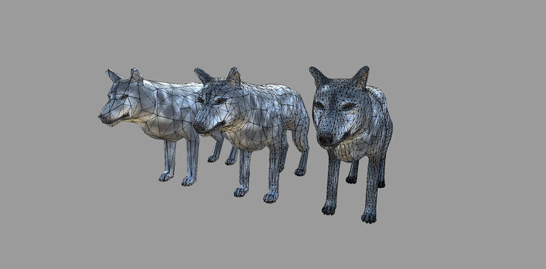 Wolf Animals Low-poly 3D model_3