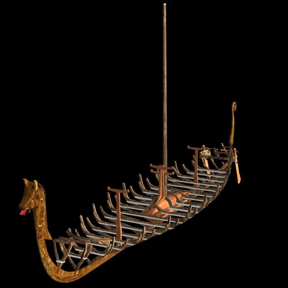 Viking Longship - Drakkar Low-poly 3D model_2