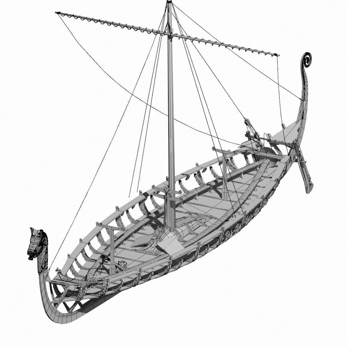 Viking Longship - Drakkar Low-poly 3D model_15