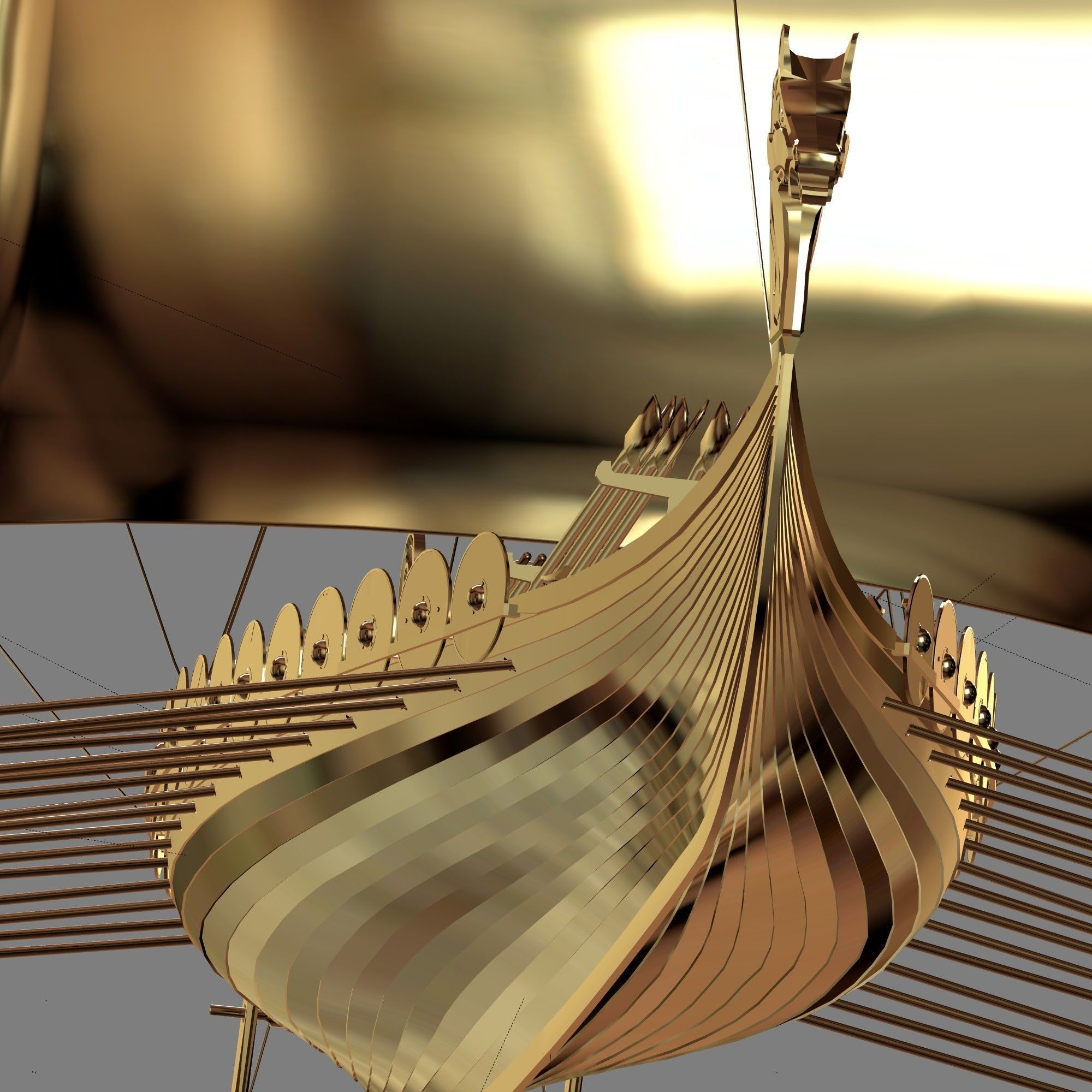 Viking Longship - Drakkar Low-poly 3D model_22