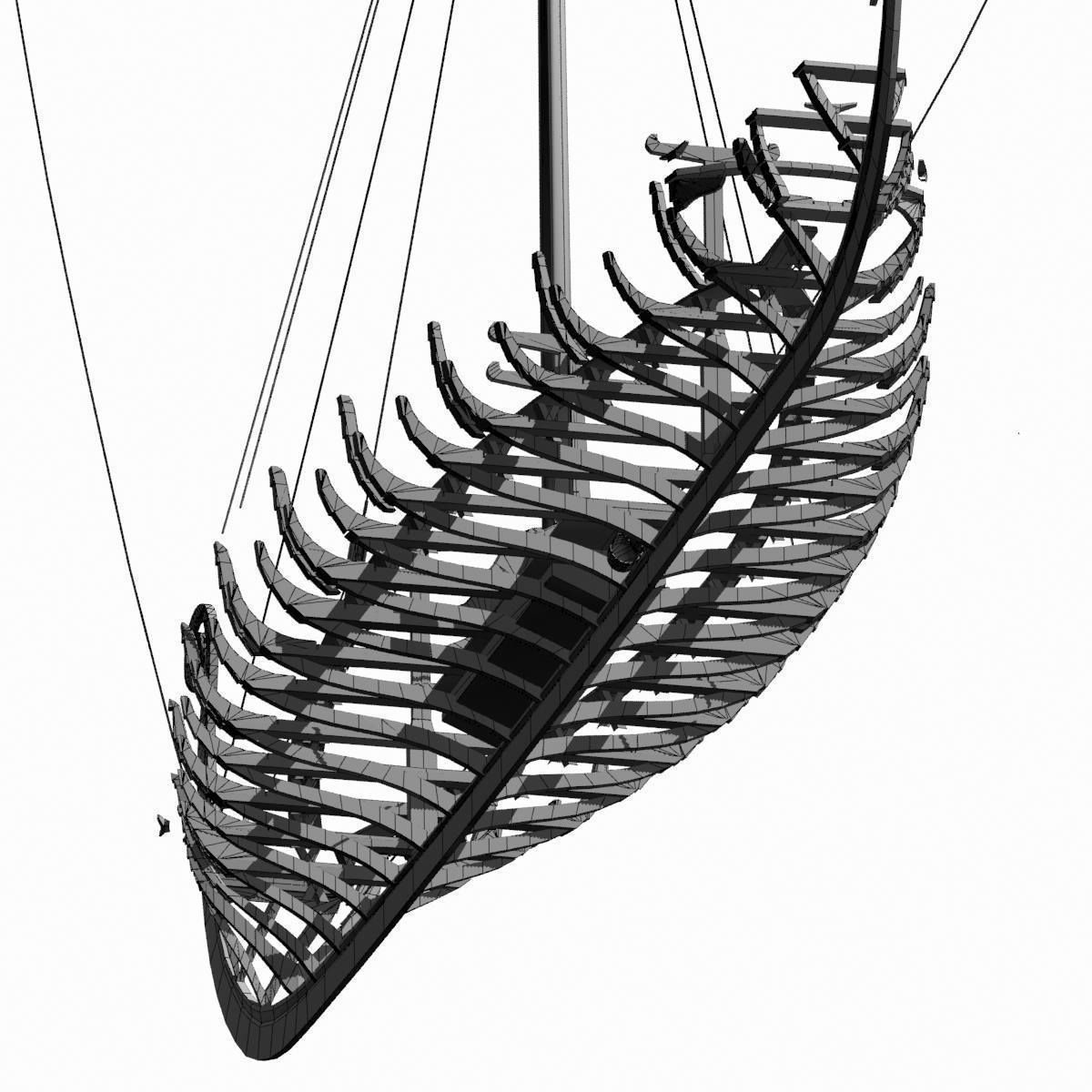 Viking Longship - Drakkar Low-poly 3D model_17