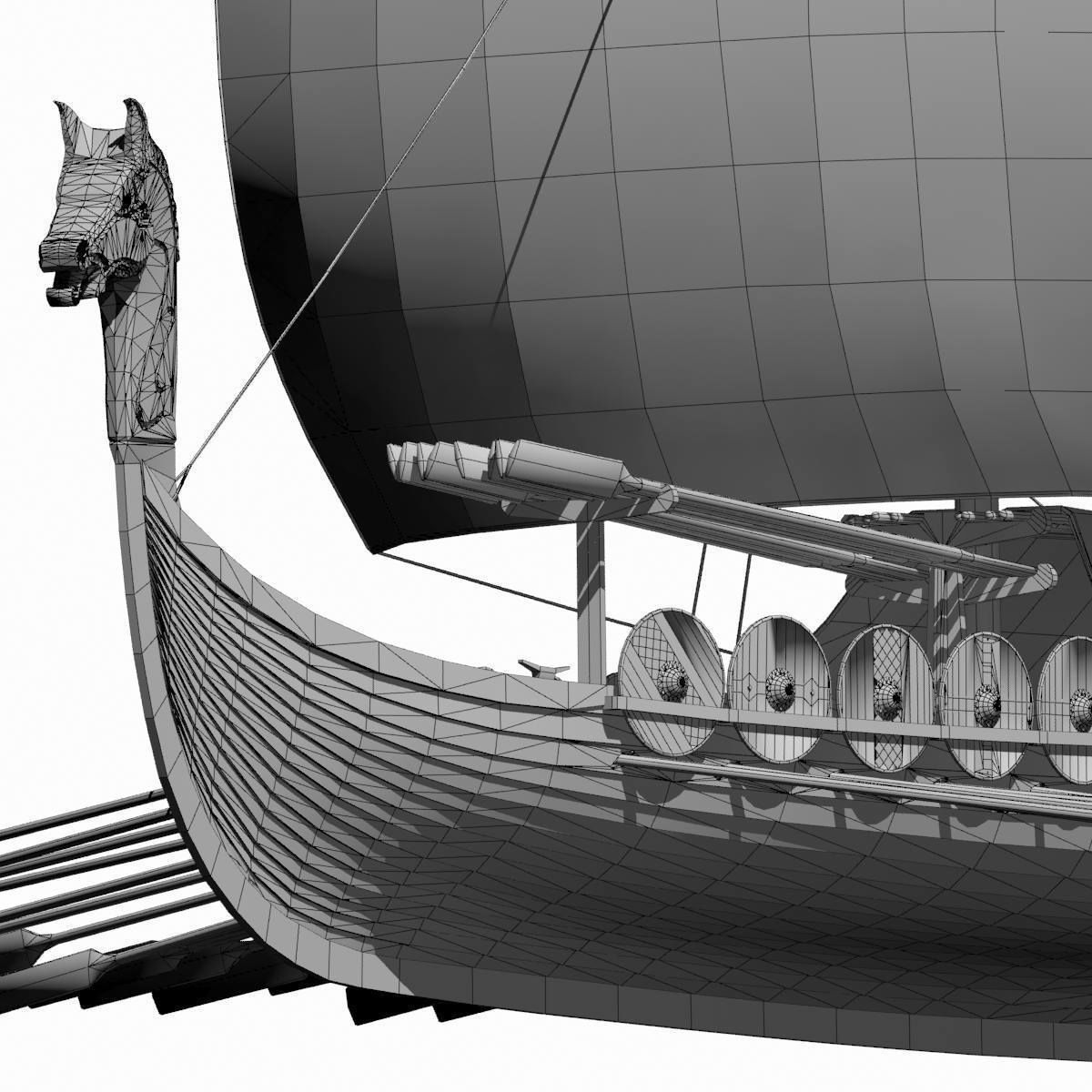 Viking Longship - Drakkar Low-poly 3D model_13