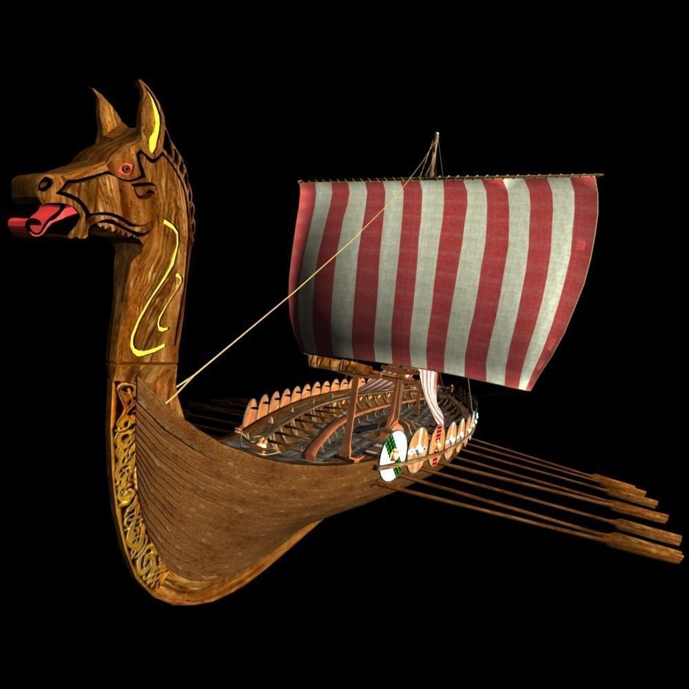 Viking Longship - Drakkar Low-poly 3D model_6