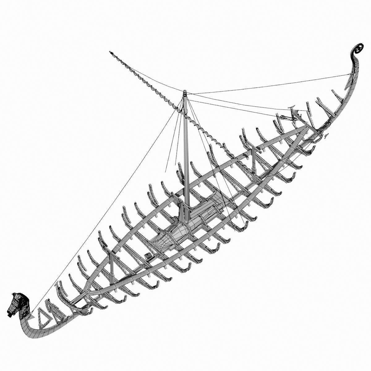 Viking Longship - Drakkar Low-poly 3D model_16