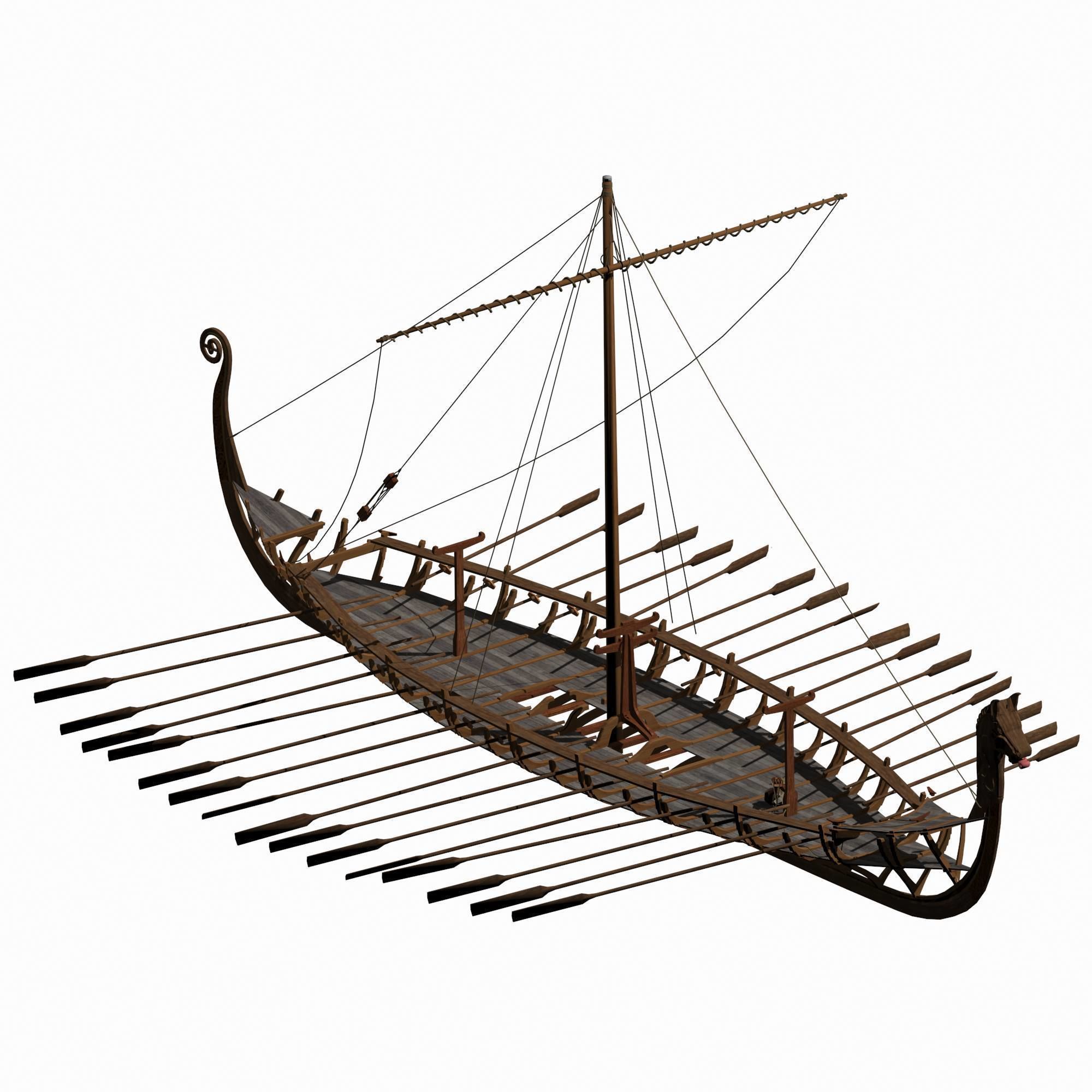 Viking Longship - Drakkar Low-poly 3D model_18