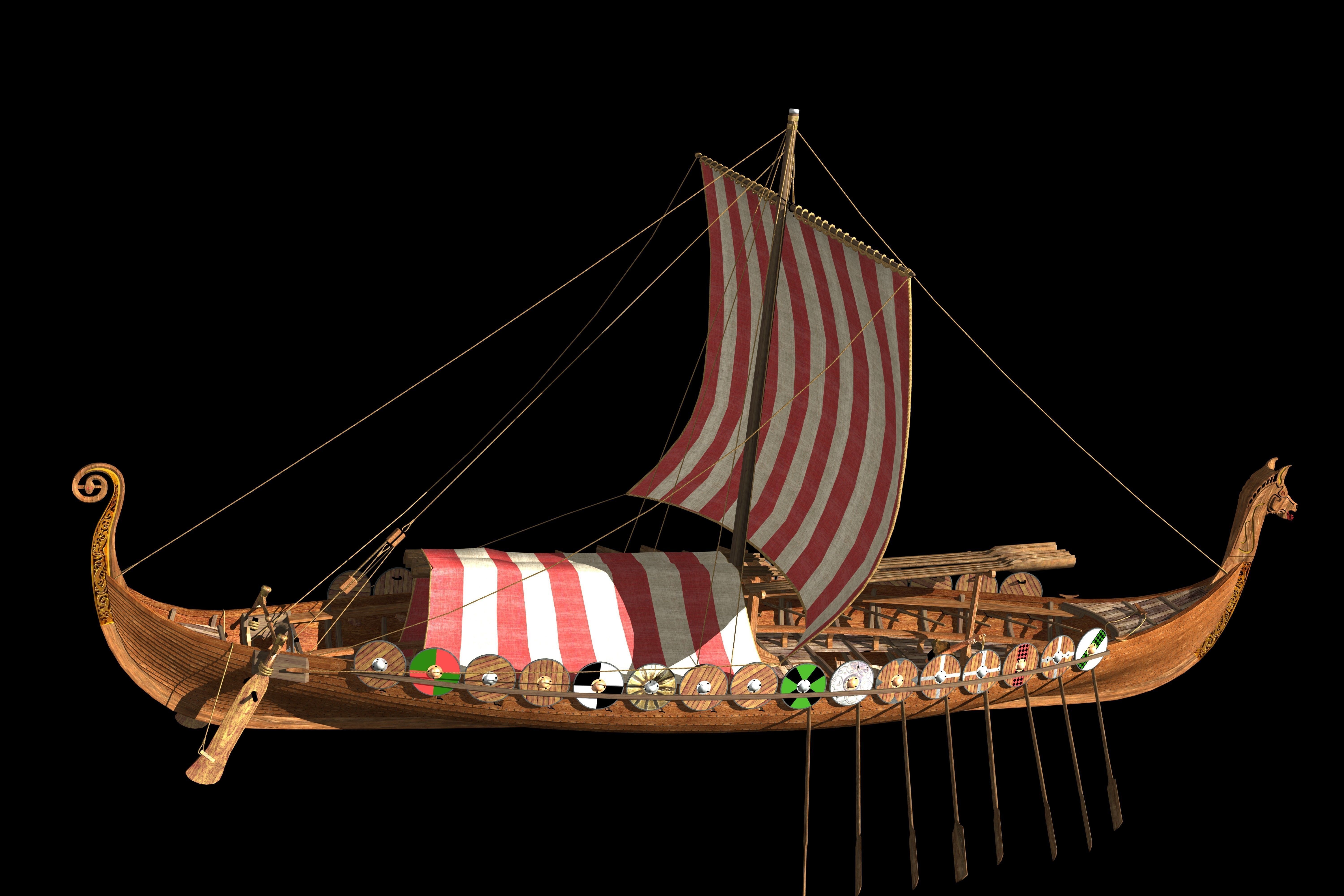Viking Longship - Drakkar Low-poly 3D model_25