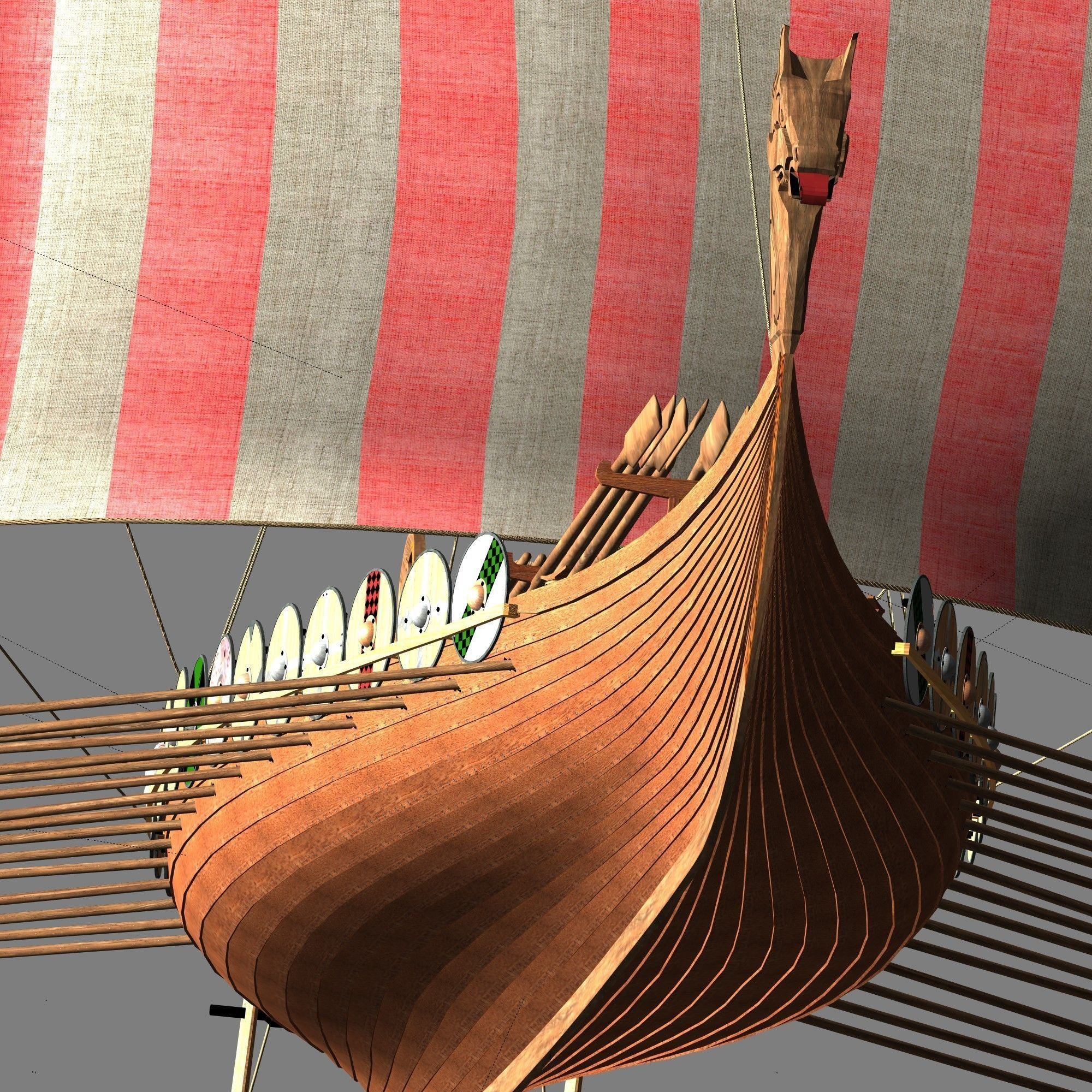 Viking Longship - Drakkar Low-poly 3D model_24