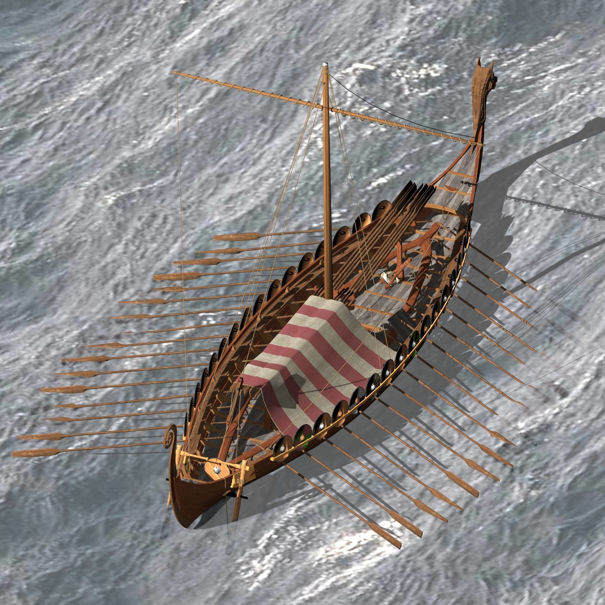 Viking Longship - Drakkar Low-poly 3D model_19