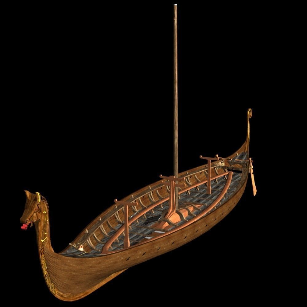Viking Longship - Drakkar Low-poly 3D model_1