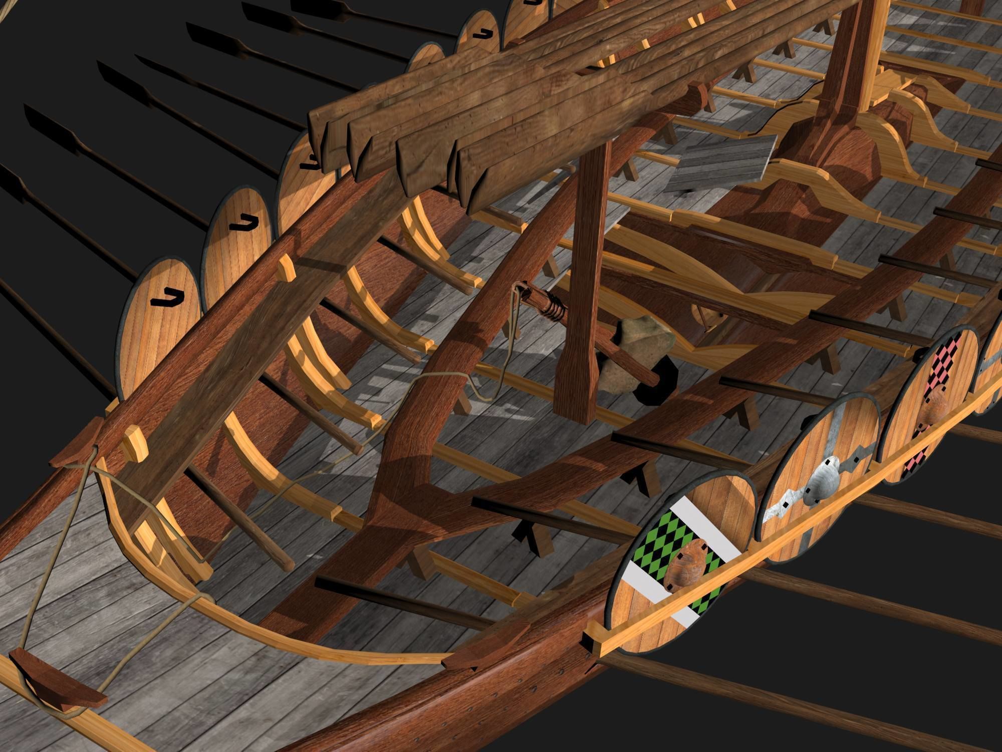Viking Longship - Drakkar Low-poly 3D model_9