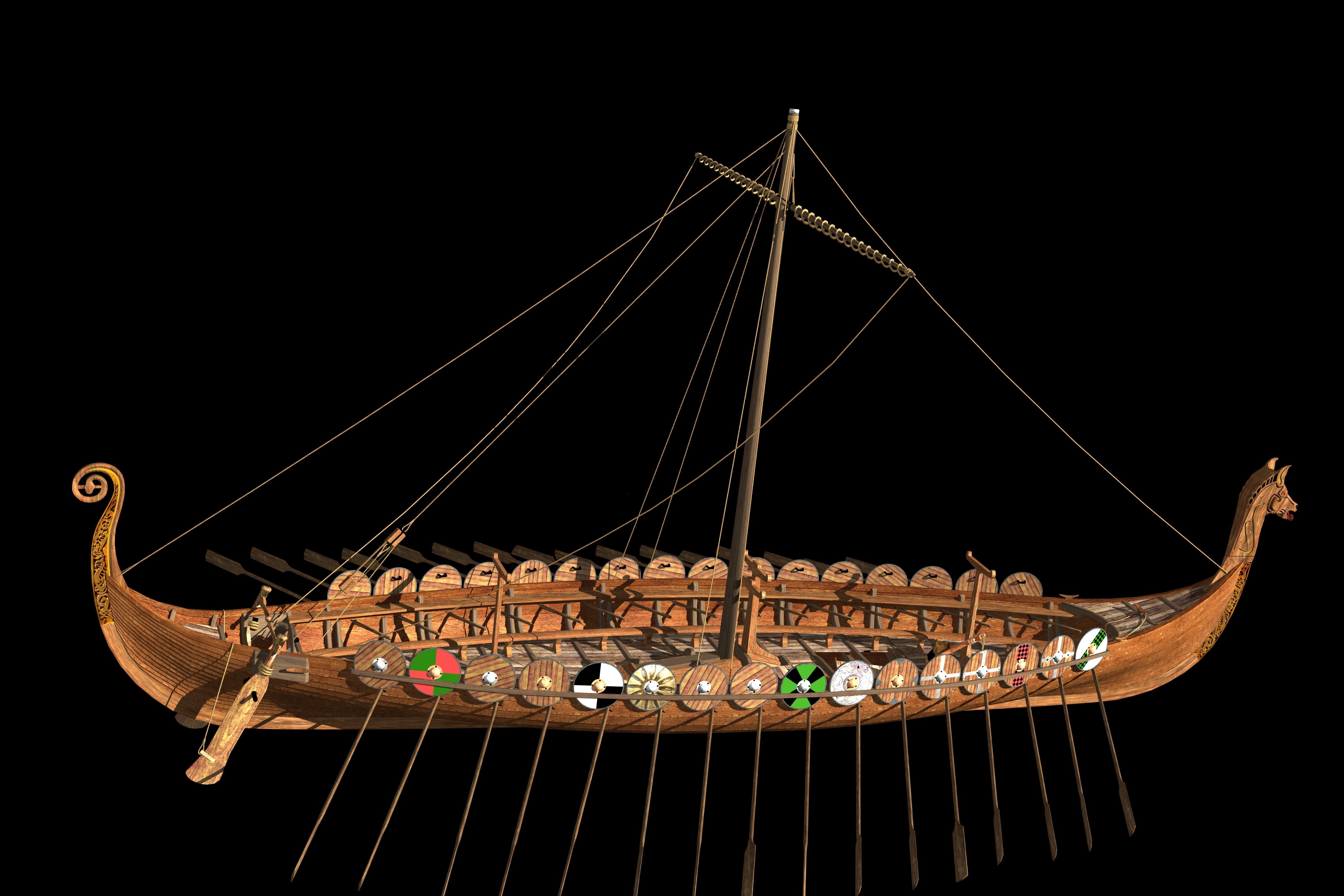 Viking Longship - Drakkar Low-poly 3D model_27