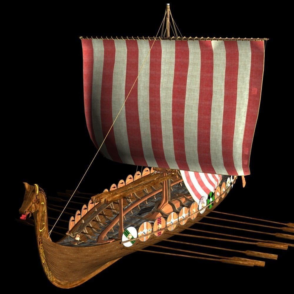 Viking Longship - Drakkar Low-poly 3D model_4