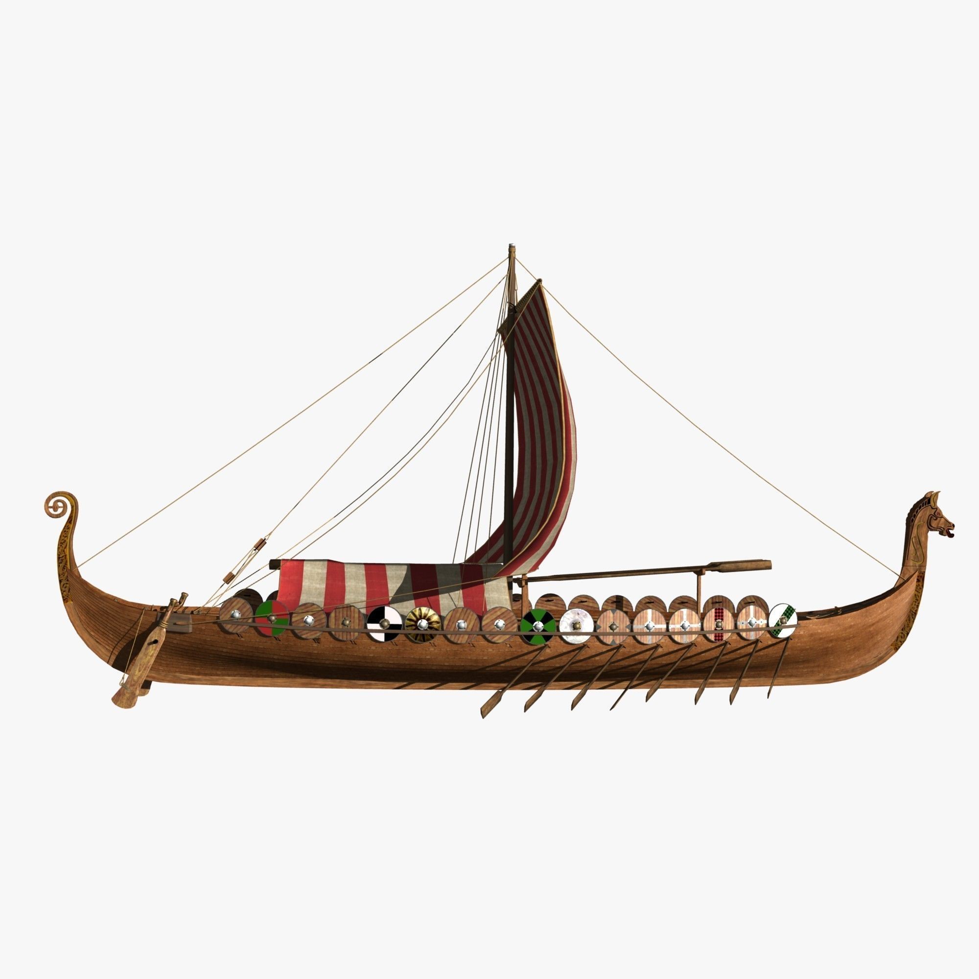 Viking Longship - Drakkar Low-poly 3D model_21