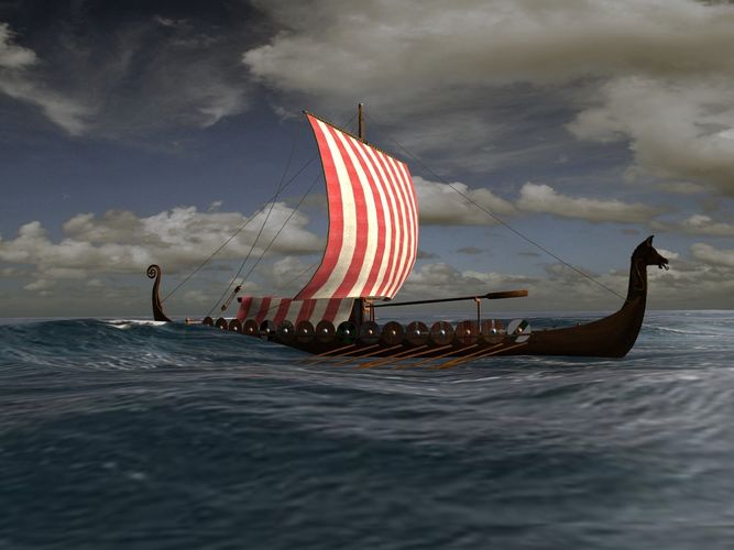 Viking Longship - Drakkar Low-poly 3D model