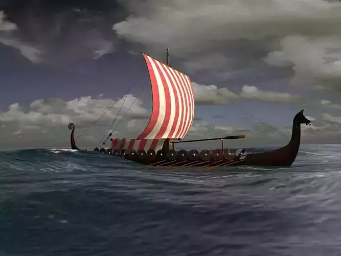 Viking Longship - Drakkar Low-poly 3D model