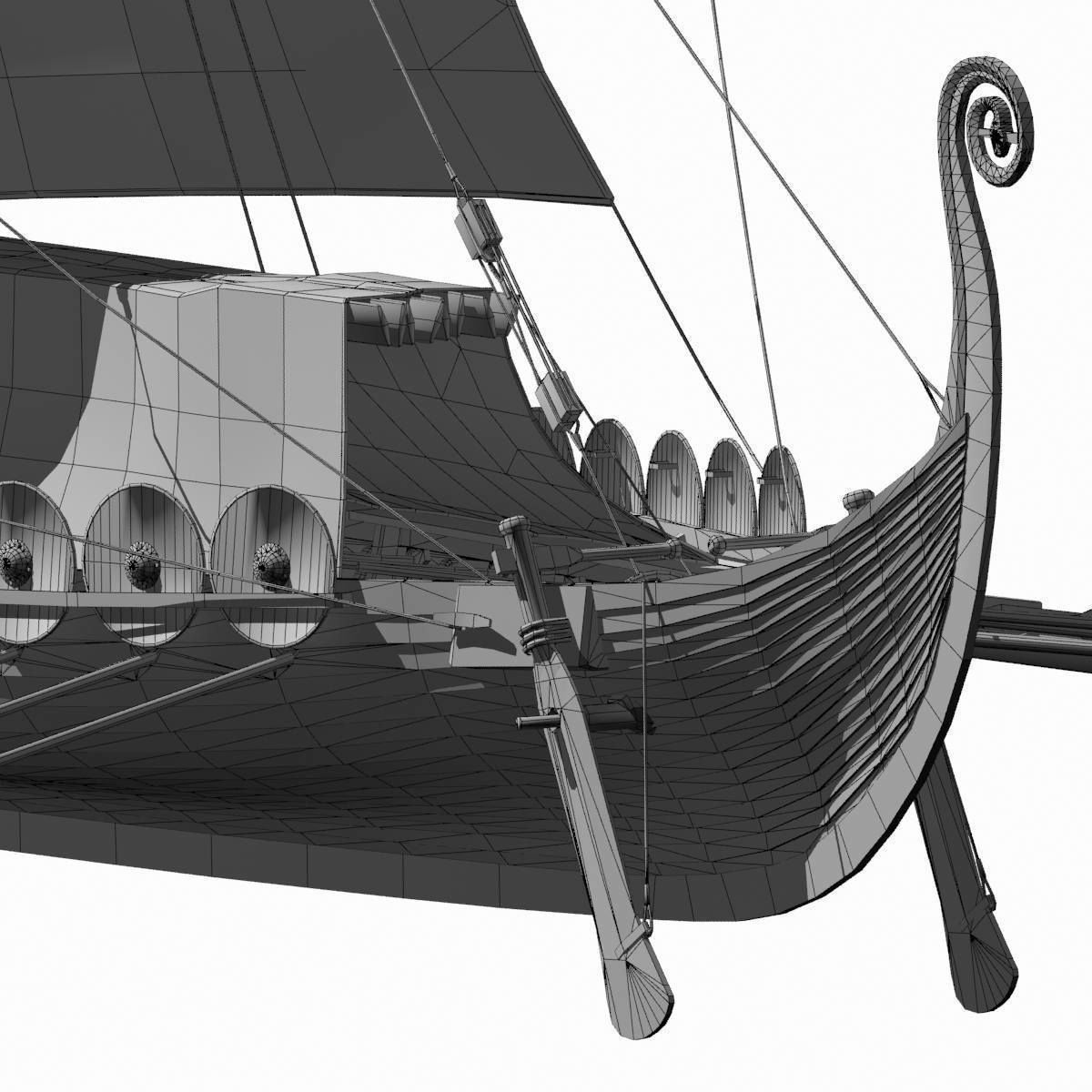 Viking Longship - Drakkar Low-poly 3D model_14