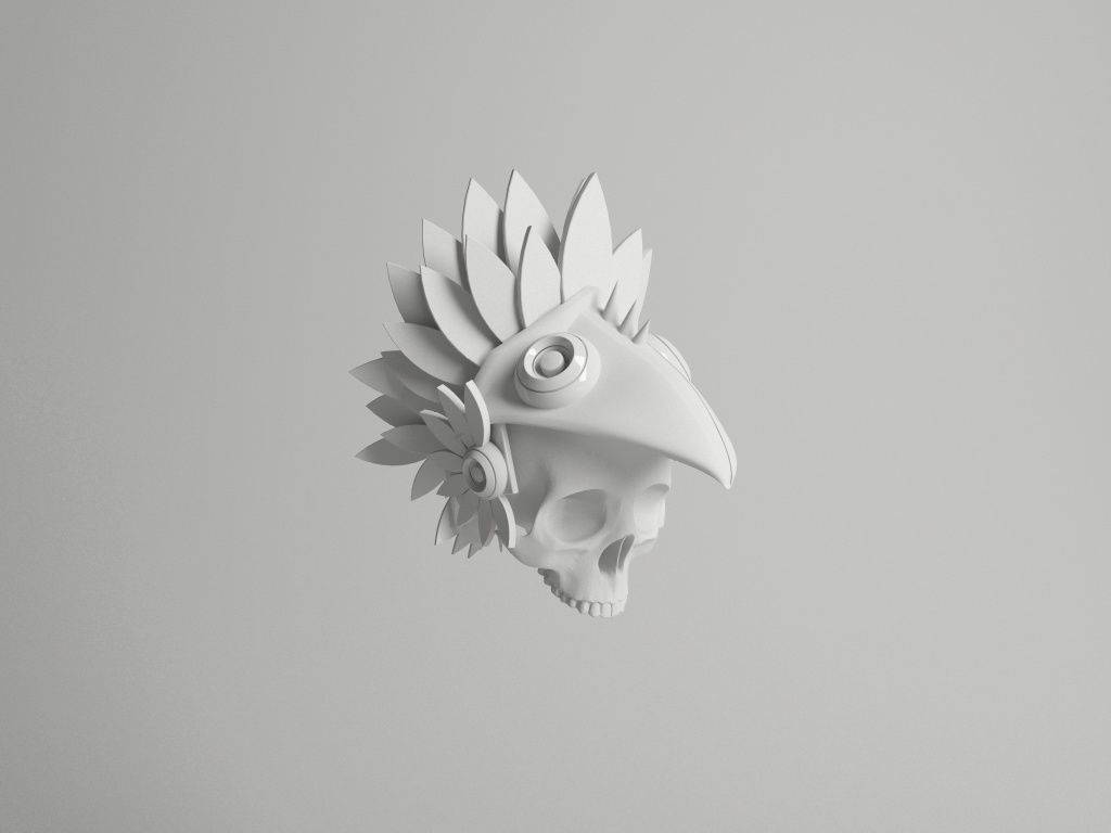 skullbirdhead skull 3D model_2
