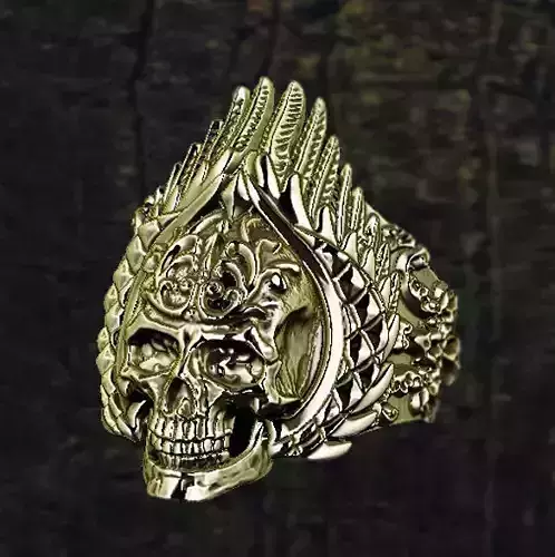 Harajuku skull ring 3D print model