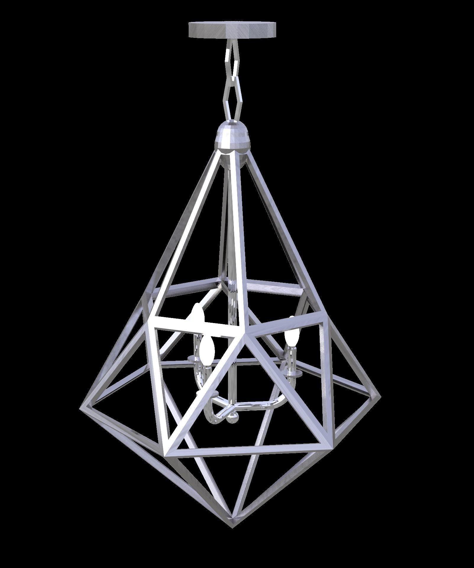 Ceiling hung triangulated metal light fixture modern Low-poly 3D model_0