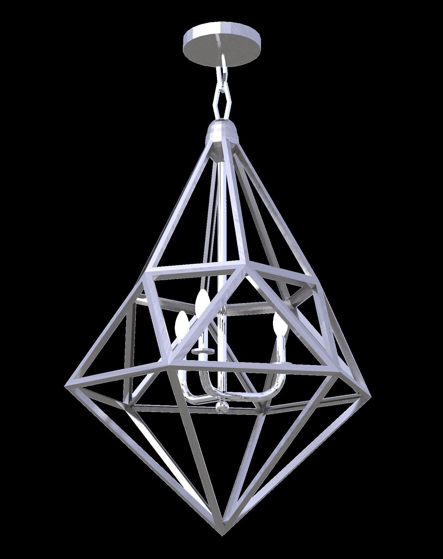 Ceiling hung triangulated metal light fixture modern Low-poly 3D model_3