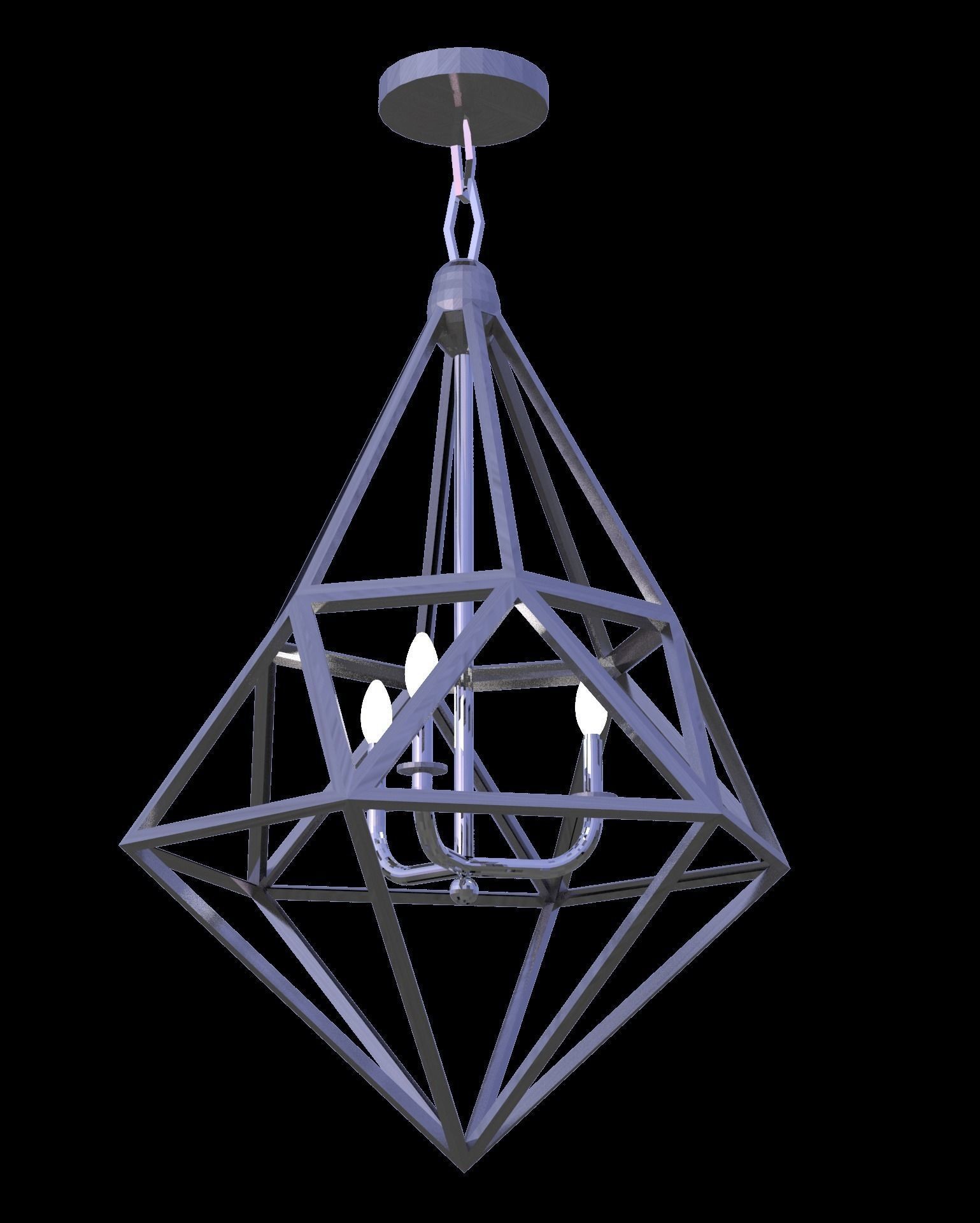 Ceiling hung triangulated metal light fixture modern Low-poly 3D model_1