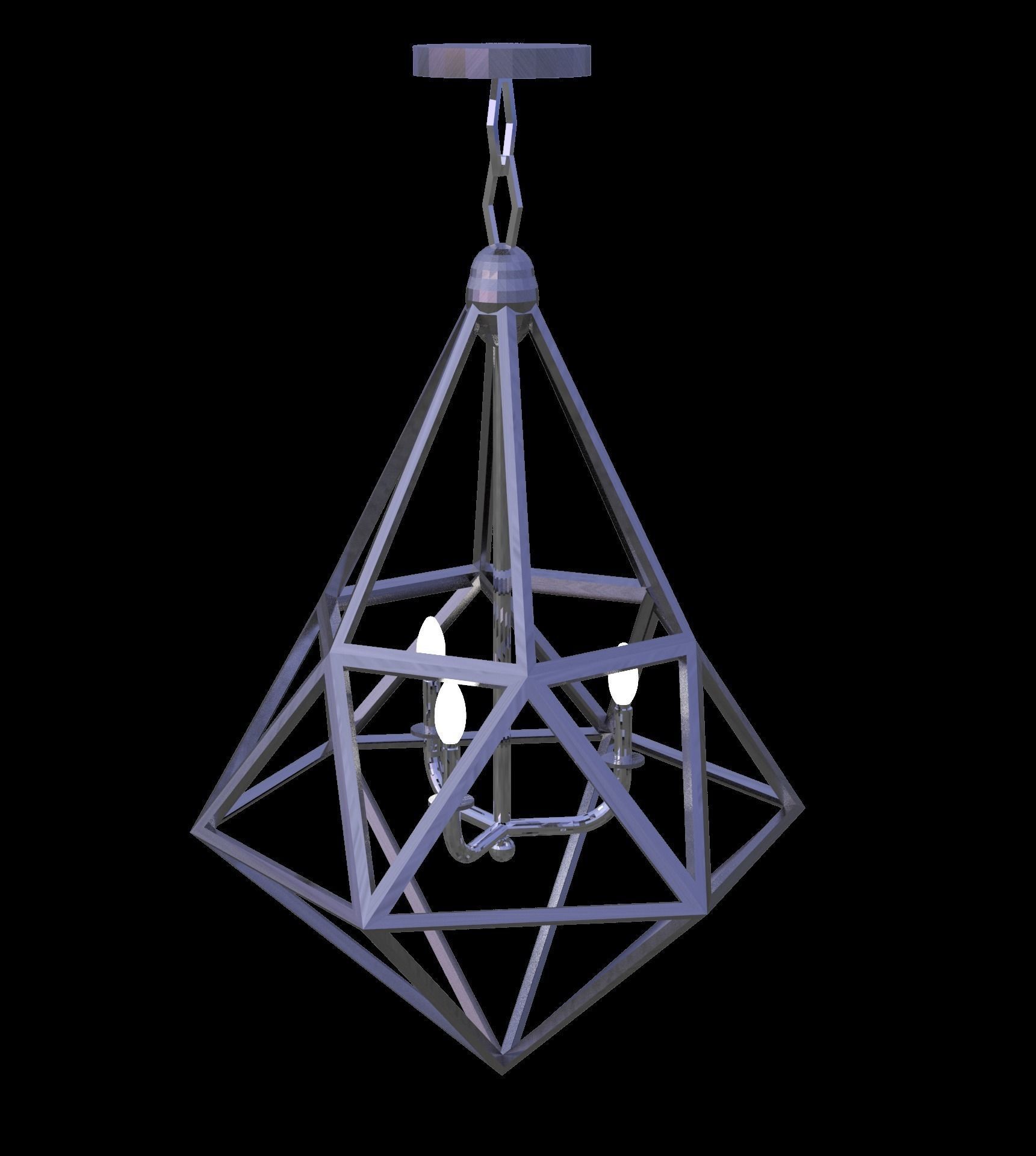 Ceiling hung triangulated metal light fixture modern Low-poly 3D model_4