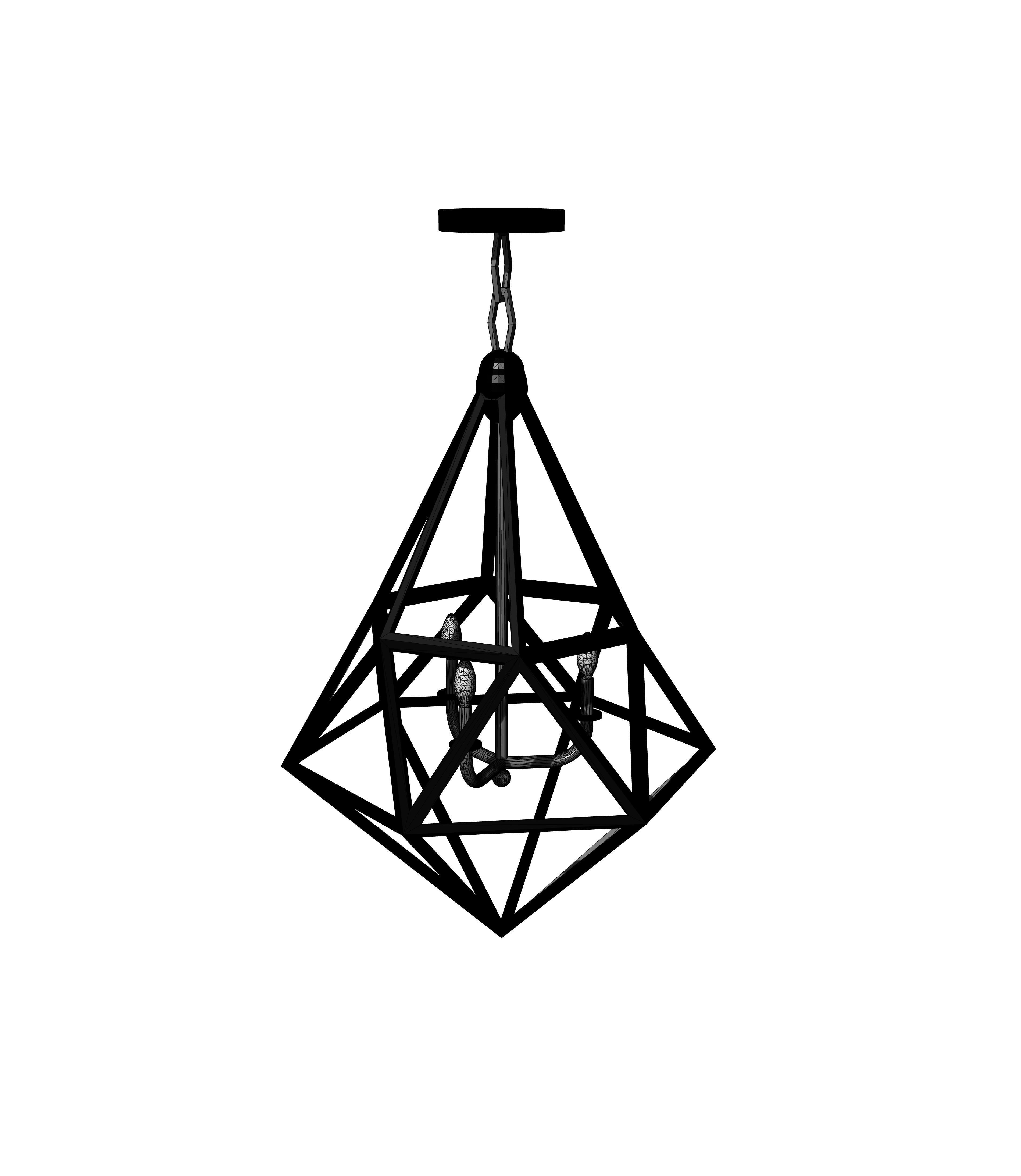 Ceiling hung triangulated metal light fixture modern Low-poly 3D model_2