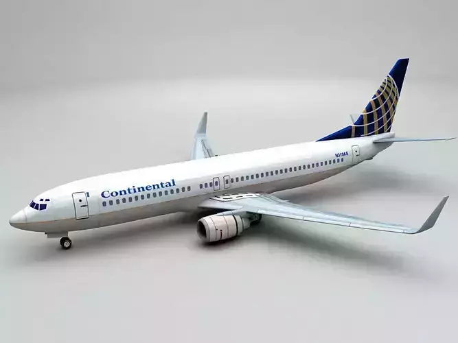 Boeing 737-800 NG Airliner - Continental Airlines Low-poly 3D model