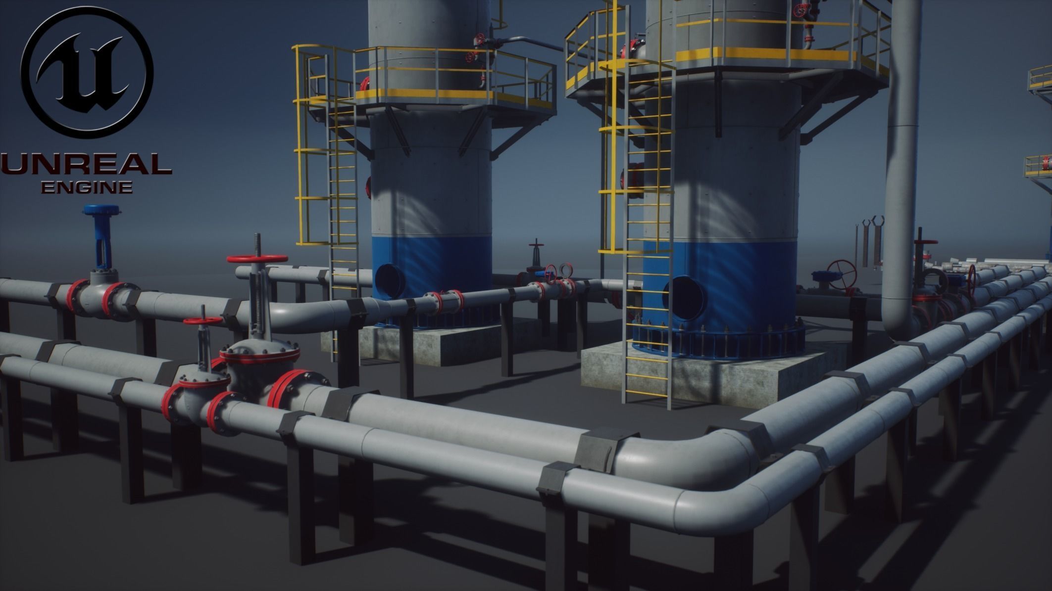 Industrial Vertical Vessel PBR Game Ready Low-poly 3D model_11