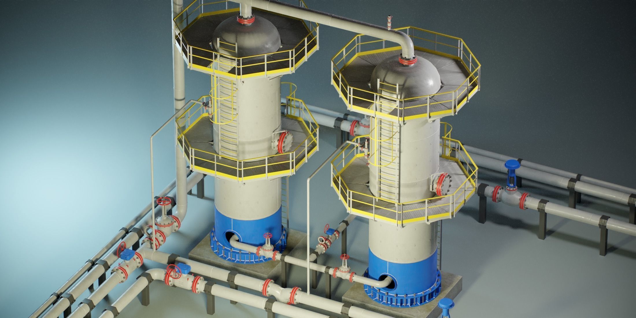 Industrial Vertical Vessel PBR Game Ready Low-poly 3D model_1