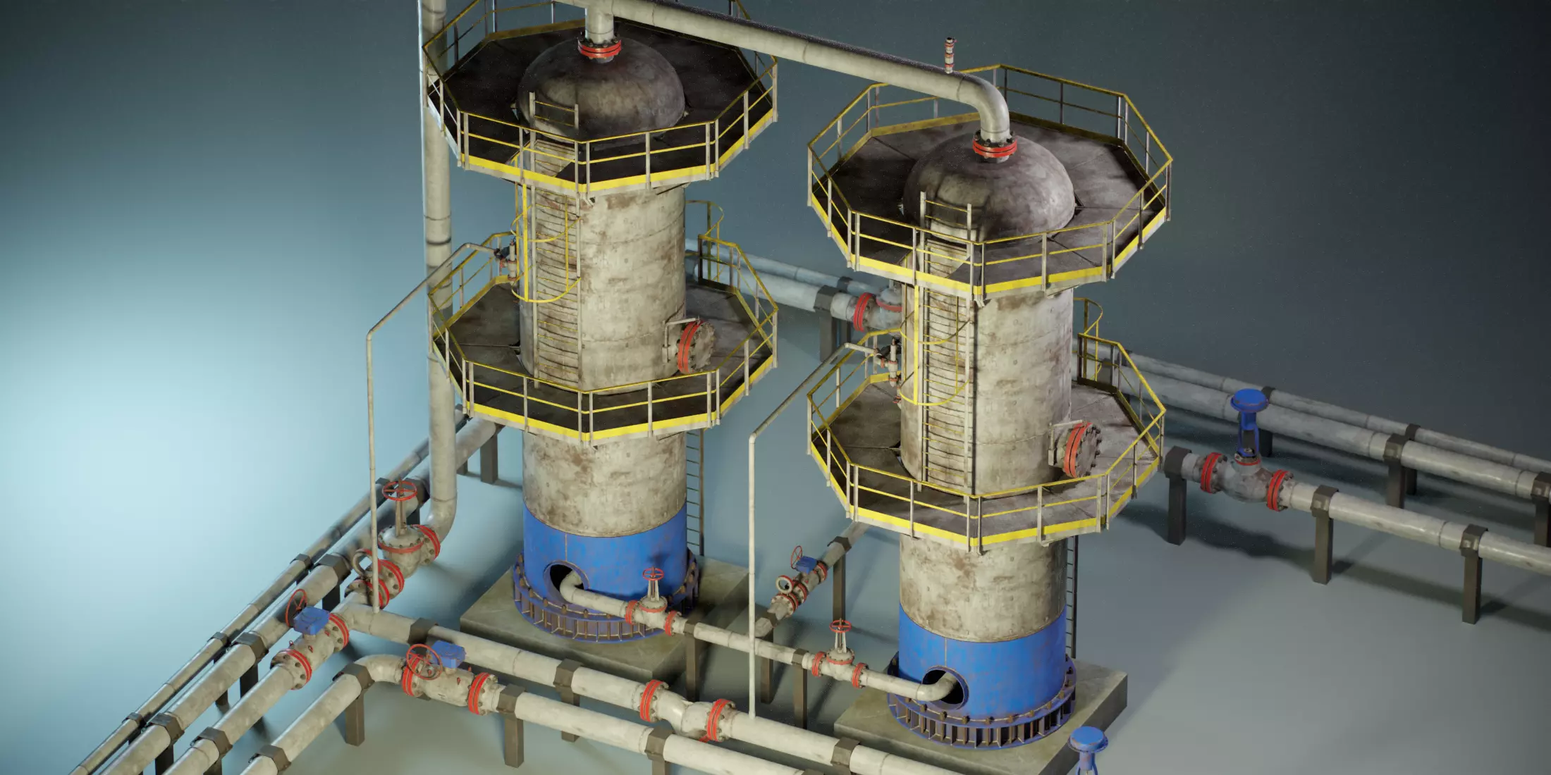 Industrial Vertical Vessel PBR Game Ready Low-poly 3D model_0