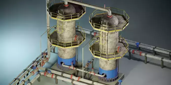 Industrial Vertical Vessel PBR Game Ready Low-poly 3D model