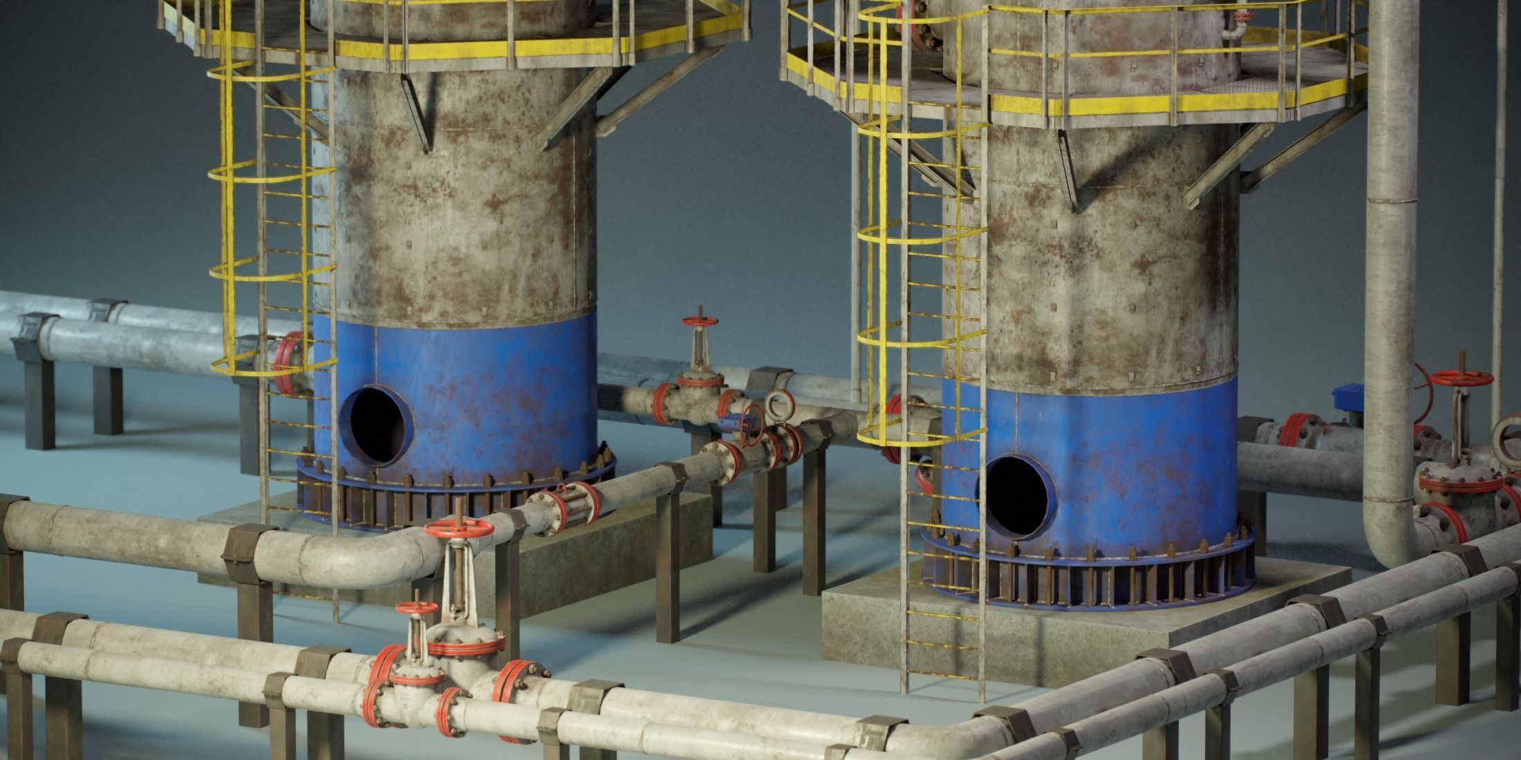 Industrial Vertical Vessel PBR Game Ready Low-poly 3D model_6