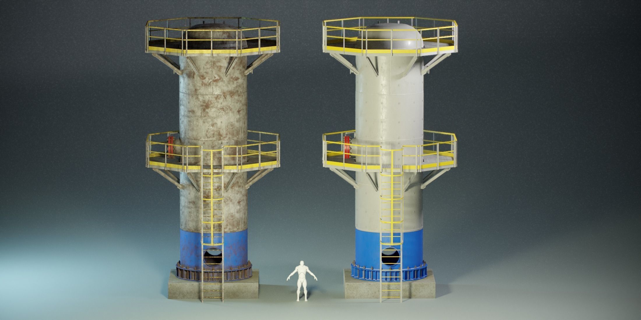 Industrial Vertical Vessel PBR Game Ready Low-poly 3D model_8